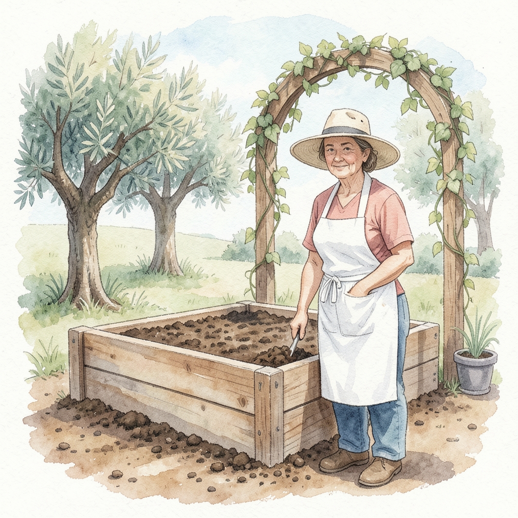 Mezcla 2 partes de suelo de superficie con 1 parte de compost