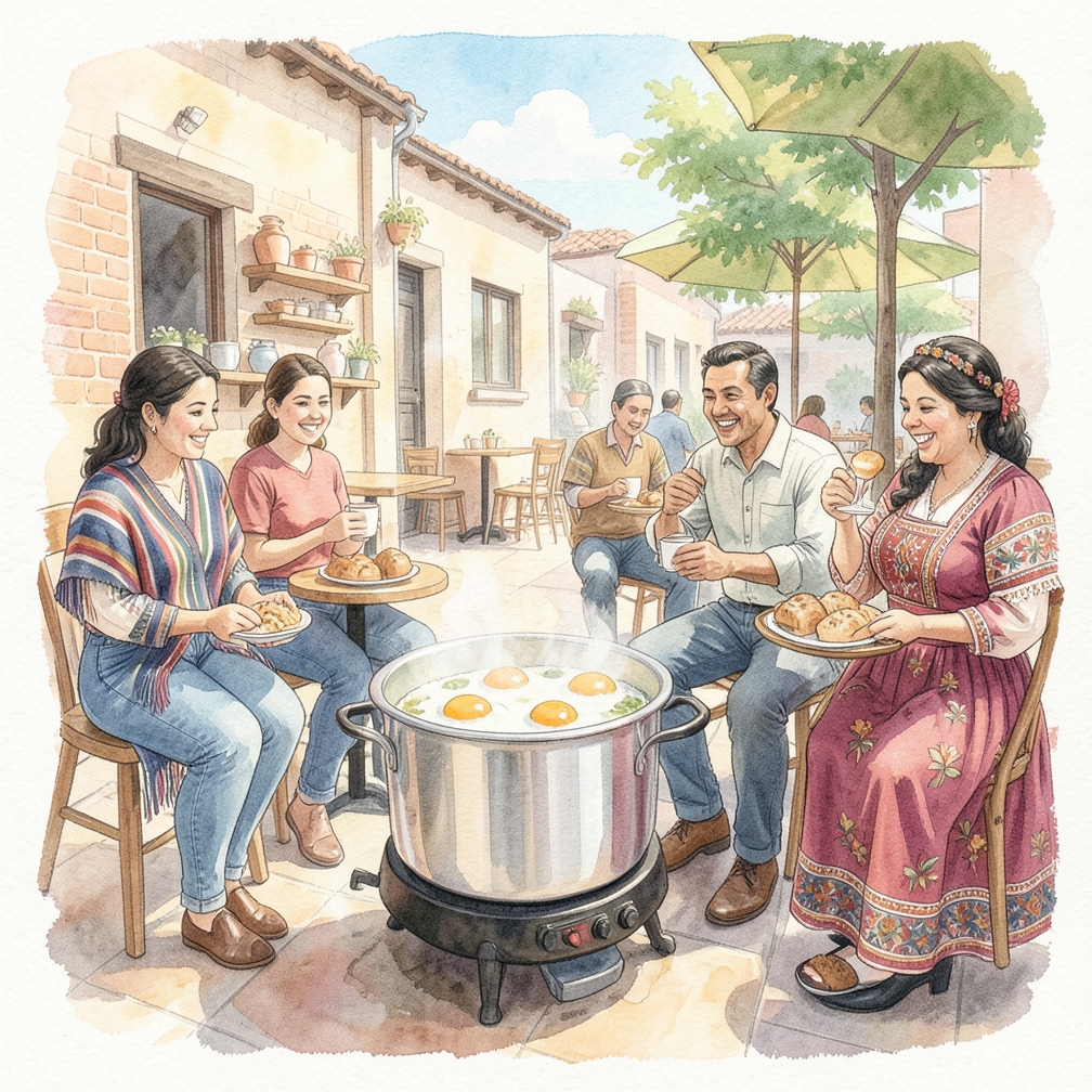 Calentar la olla a presión y cocinar los huevos