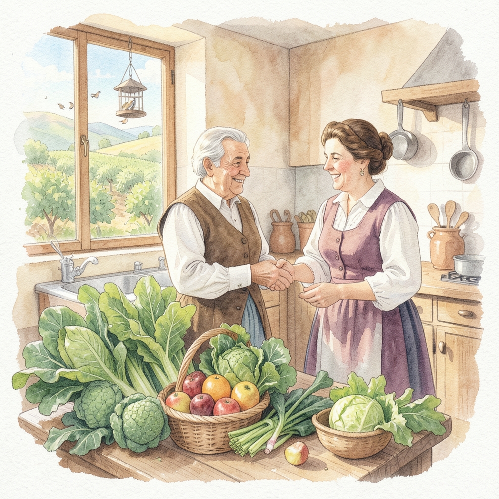 Alimente a las gansos con verduras de hoja
