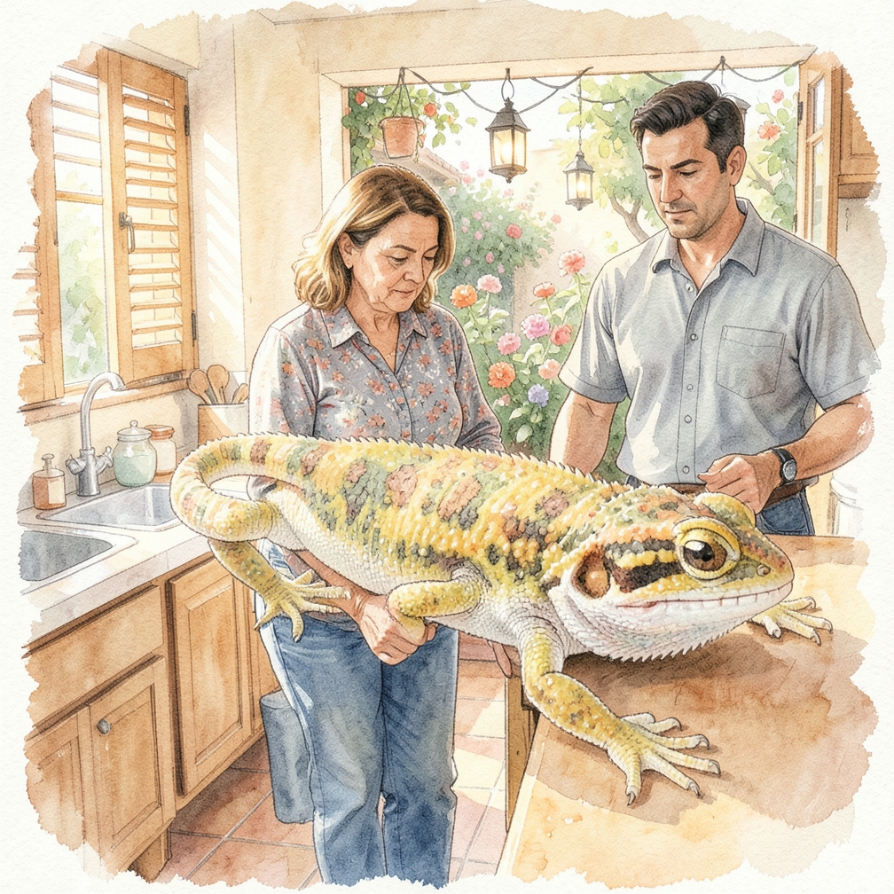 Inspeccionar el oído del gecko