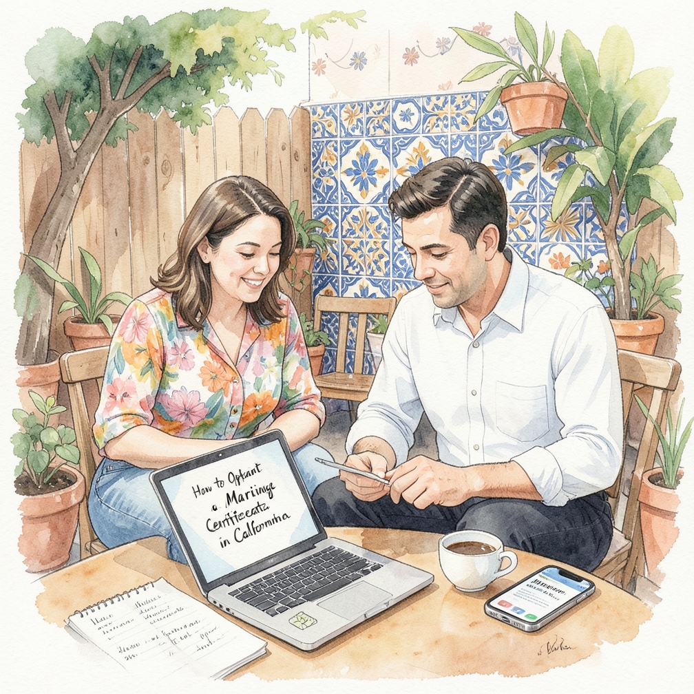 Cómo obtener un certificado de matrimonio en California paso a paso