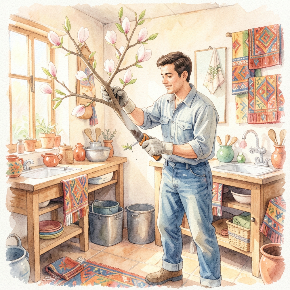 Espera hasta que el árbol de magnolia florezca por primera vez