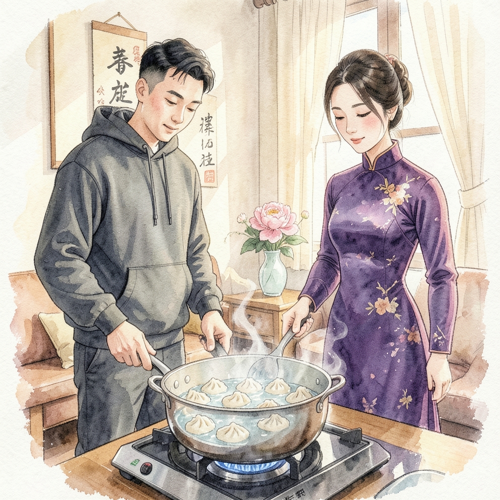 將餃子放入沸水中