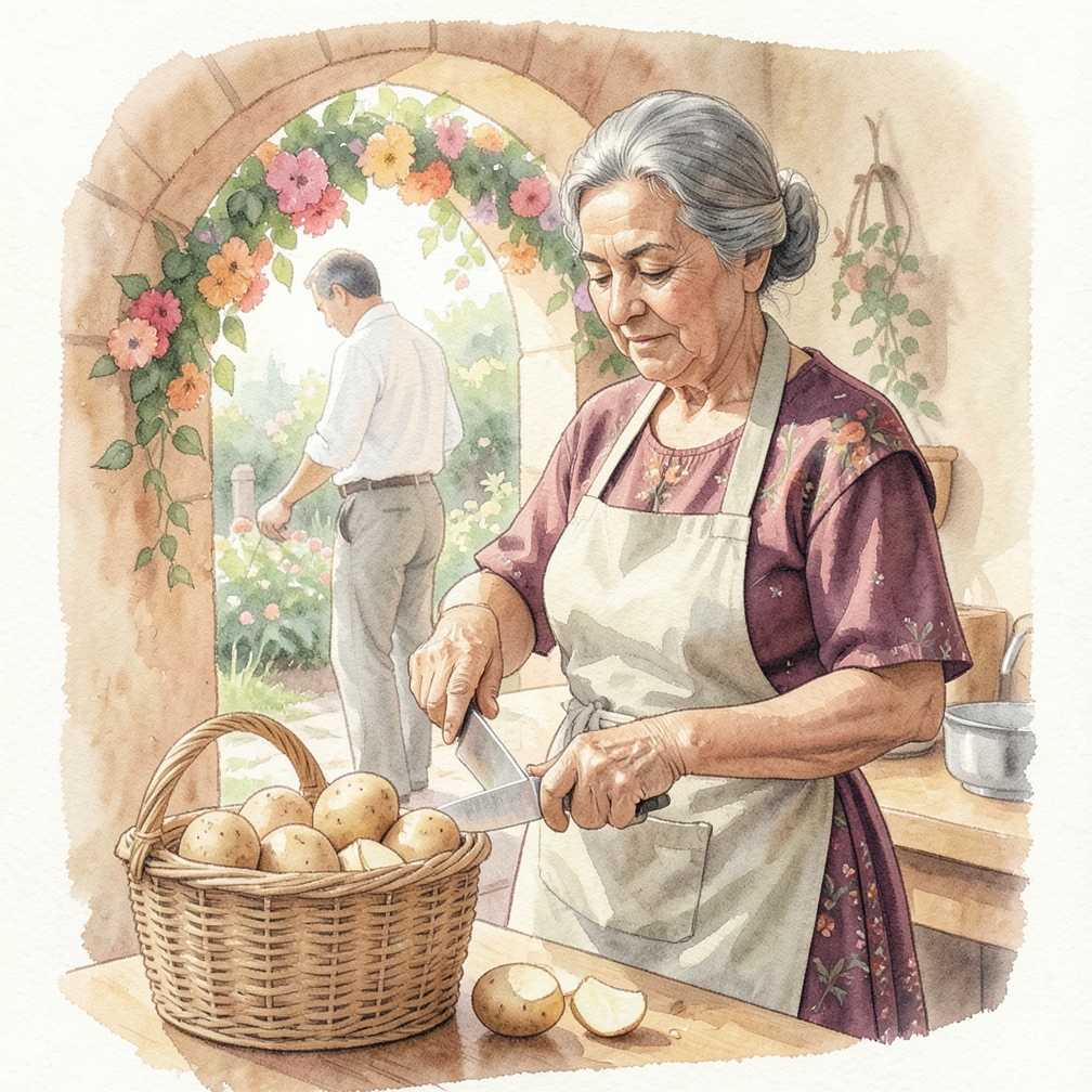 Cortar las patatas en trozos