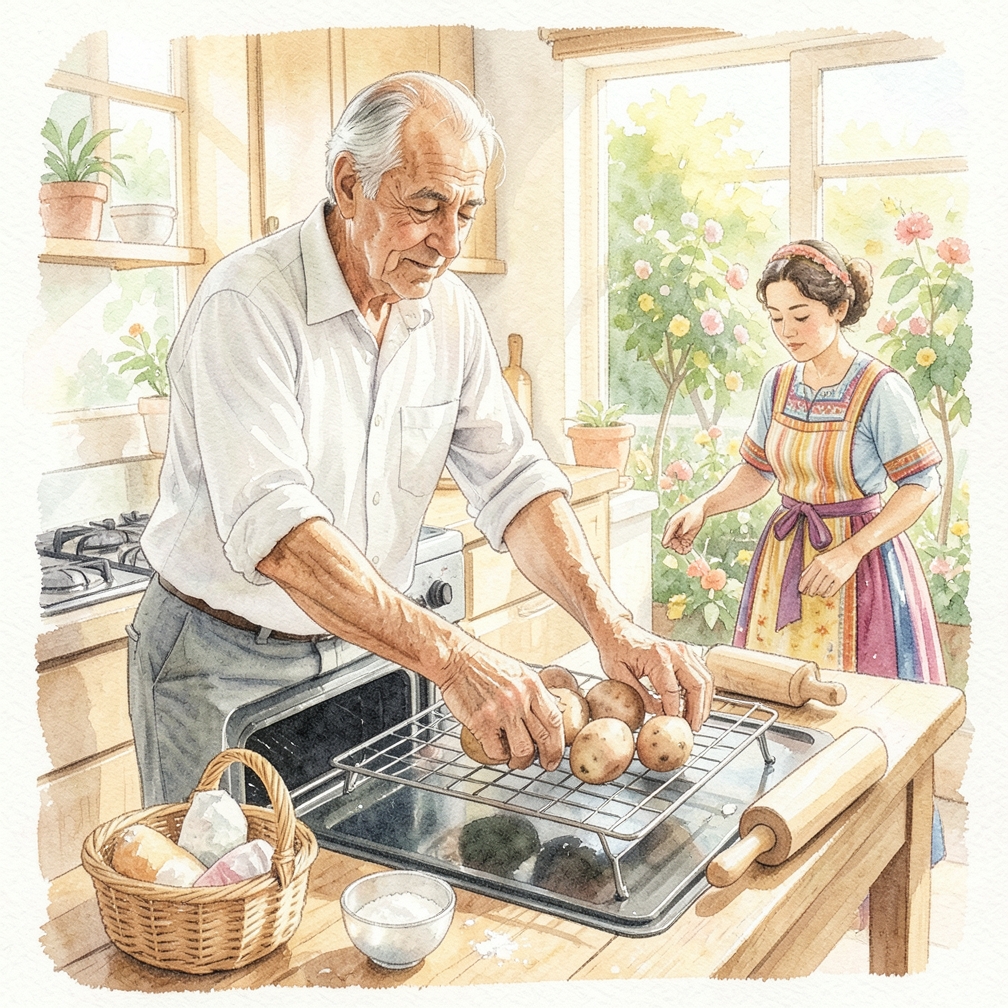 Colocar las patatas en la rejilla central del horno