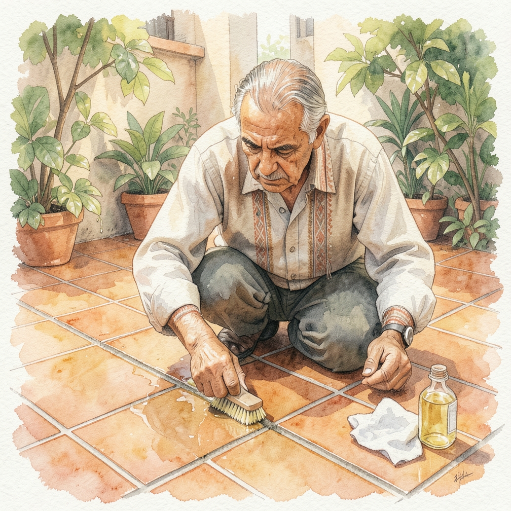 Aplicar vinagre al grout