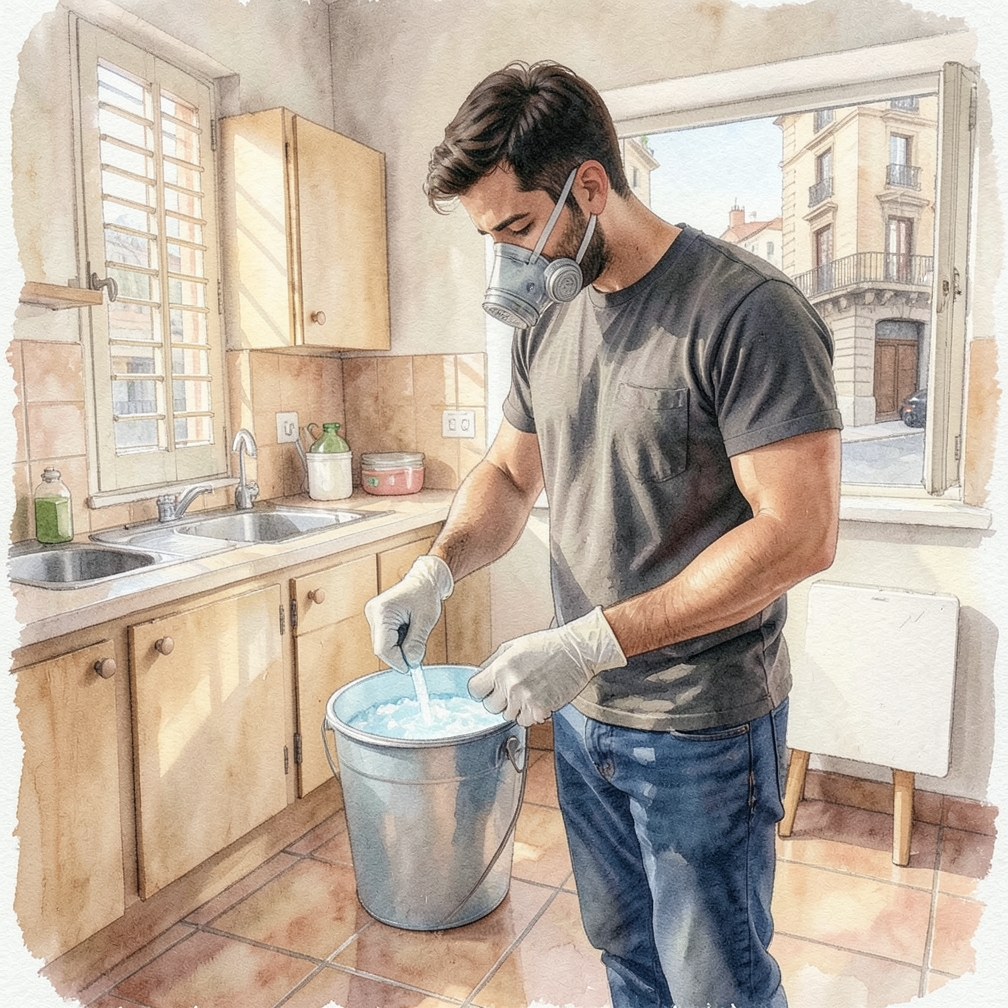 Preparar la solución de agua y cloro