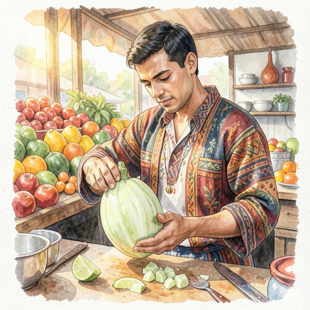 Cortar el pepino melón en trozos pequeños