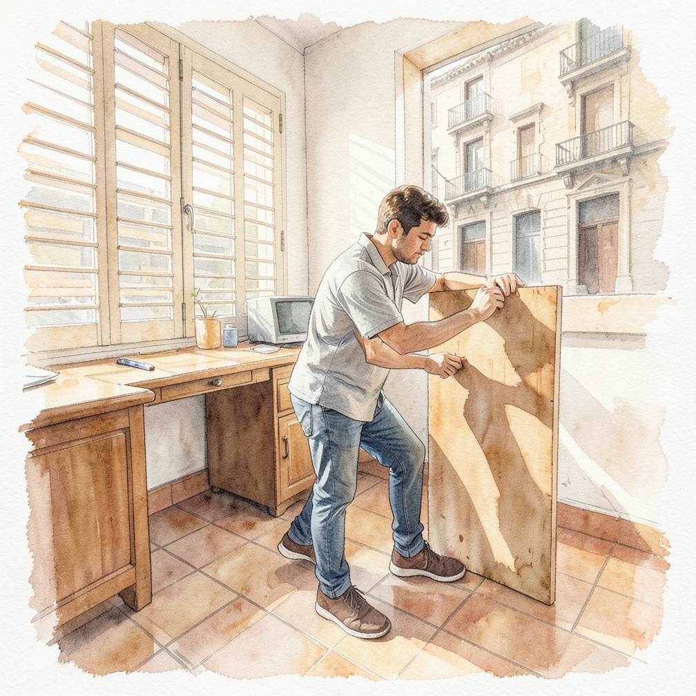 Verificar la posición del pie de madera y marcarlo en el suelo