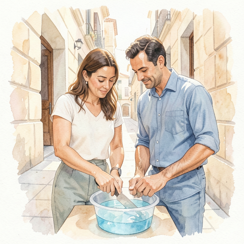 Colocación del esqueje en agua